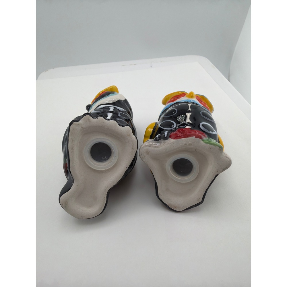 Day of the Dead Owl Salt Pepper Shakers Ceramic Sugar Skull Set - Picture 2 of 5